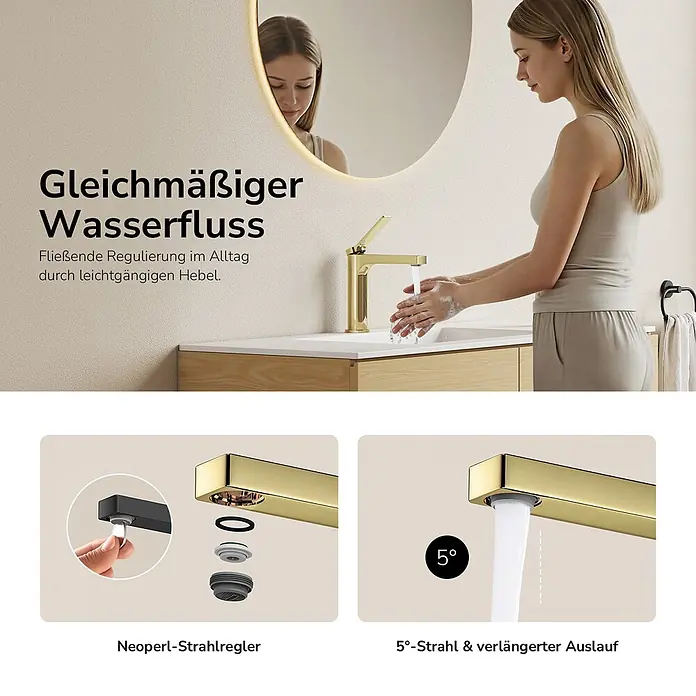 Emke Waschtischarmatur Arcspout XF21 - Gold, Glänzend