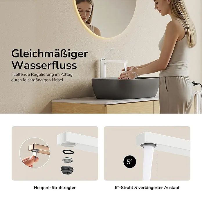 Emke Waschtischarmatur Arcspout XF21 - Weiß, Matt