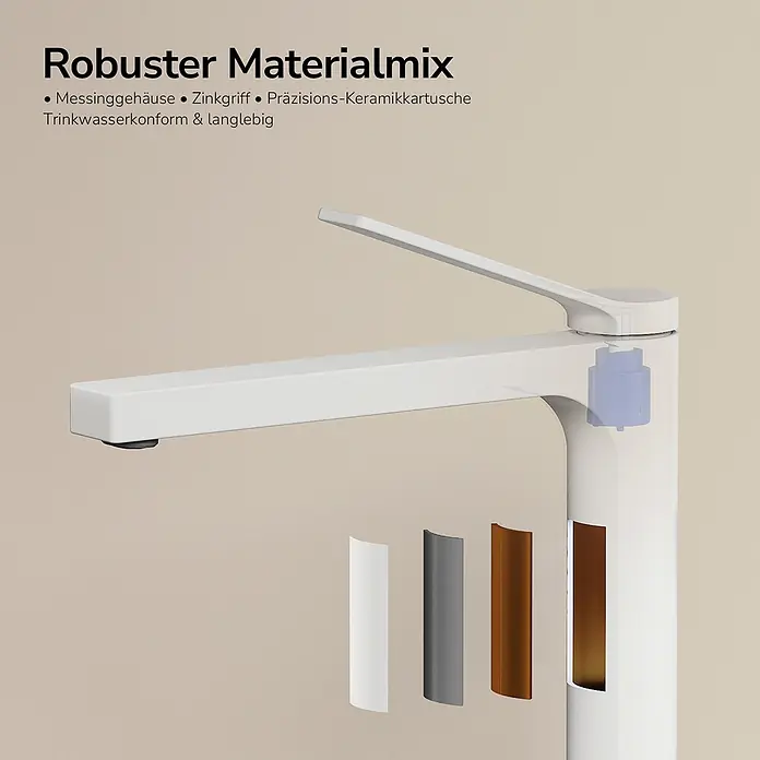 Emke Waschtischarmatur Arcspout XF21 - Weiß, Matt