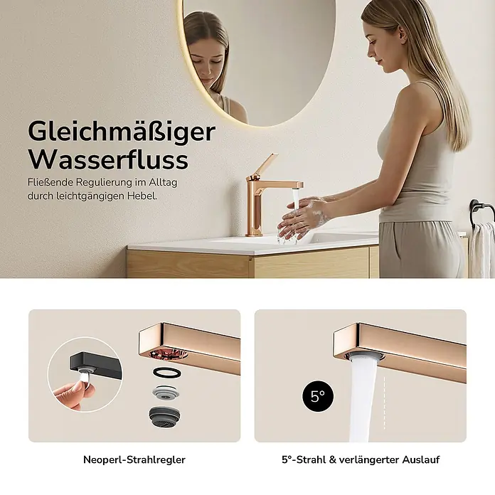 Emke Waschtischarmatur Arcspout XF21 - Roségold, Glänzend