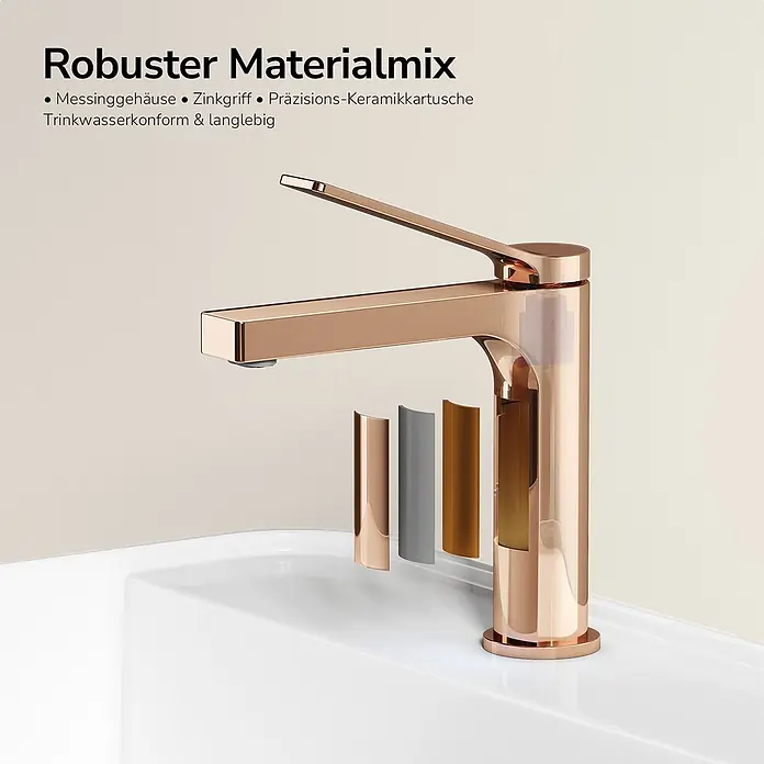 Emke Waschtischarmatur Arcspout XF21 - Roségold, Glänzend