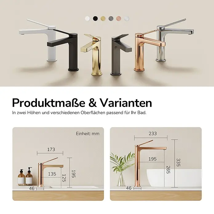 Emke Waschtischarmatur Arcspout XF21 - Roségold, Glänzend