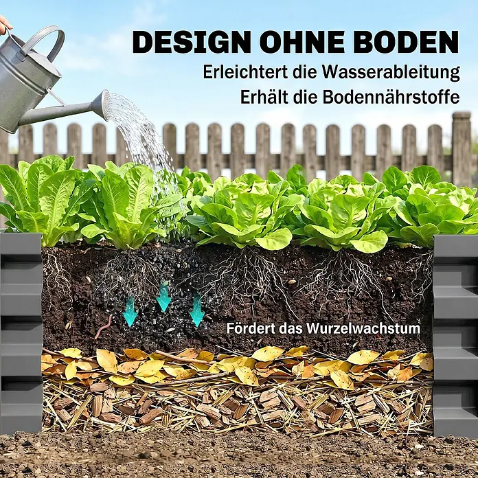 Furnicato Hochbeet - 120 x 120 x 30 cm, Stahl, Hellgrau