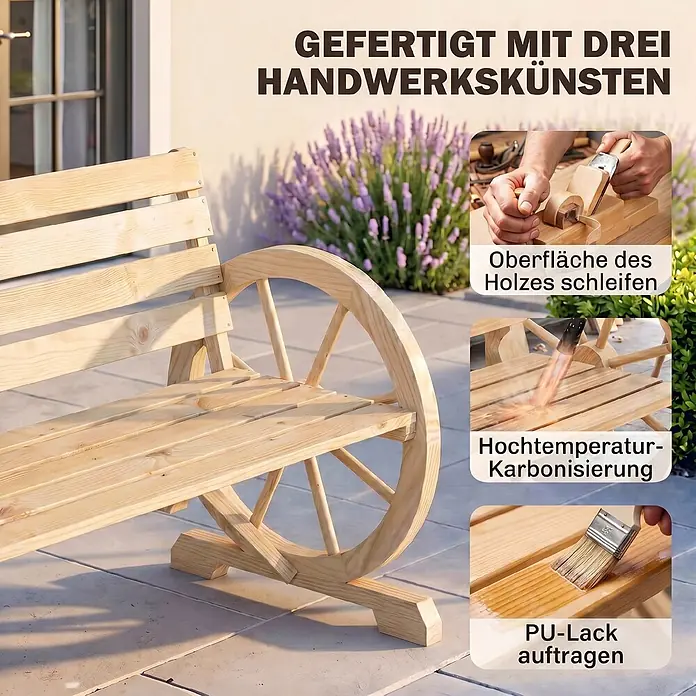 Furnicato Gartenbank Tannenholz Naturholz - B x T x H: 56 x 105,5 x 79 cm, Tannenholz, Naturholz