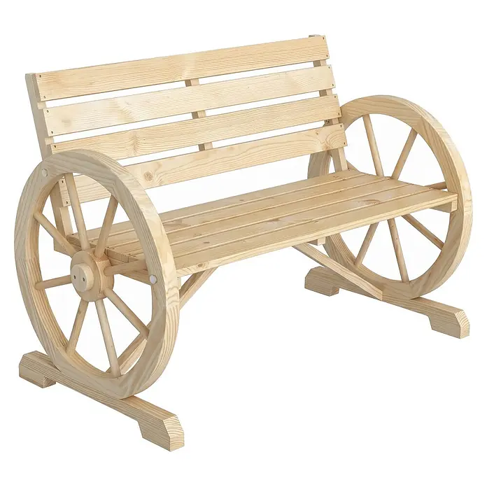 Furnicato Gartenbank Tannenholz Naturholz - B x T x H: 56 x 105,5 x 79 cm, Tannenholz, Naturholz