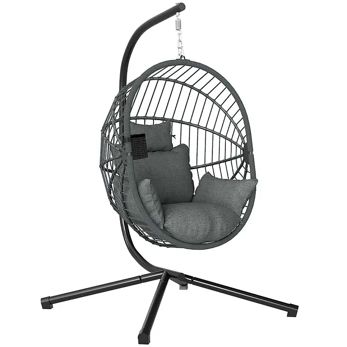 Furnicato Hängesessel - L x B x H: 120 x 106 x 188 cm, Polyester, Grau