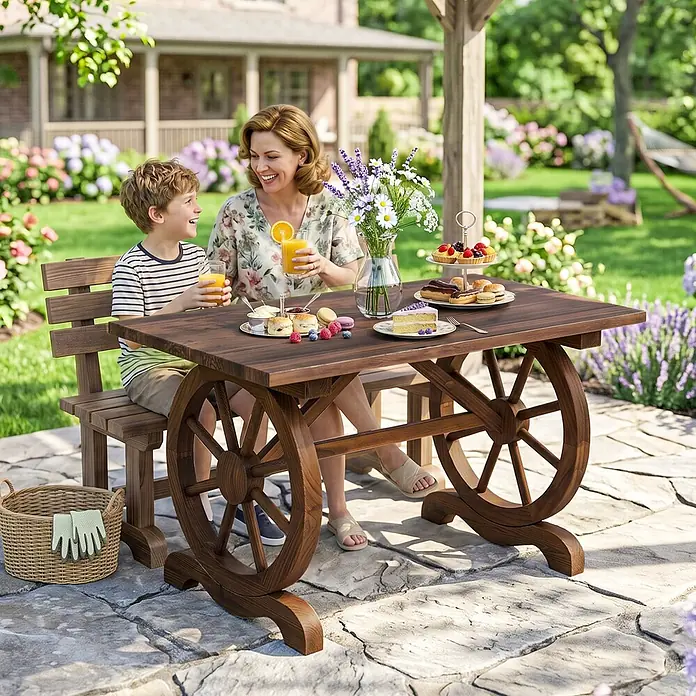 Furnicato Gartentisch - L x B x H: 110 x 60 x 65 cm, Rechteckig, Natur