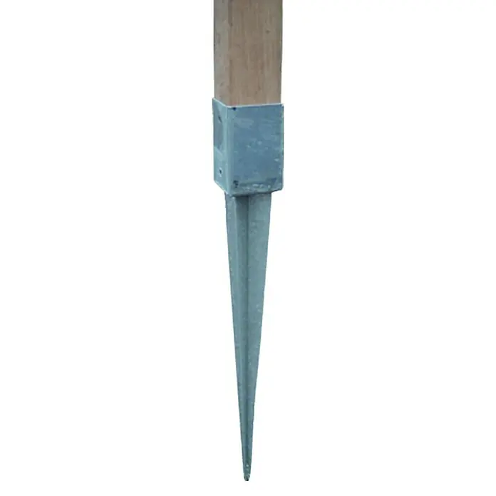 Einschlagbodenhülse - 71 x 71 x 750 mm - Pfostenträger mit Erdspieß für sicheren Halt von Holzpfosten im Außenbereich, ideal für Zäune oder Gartenprojekte.