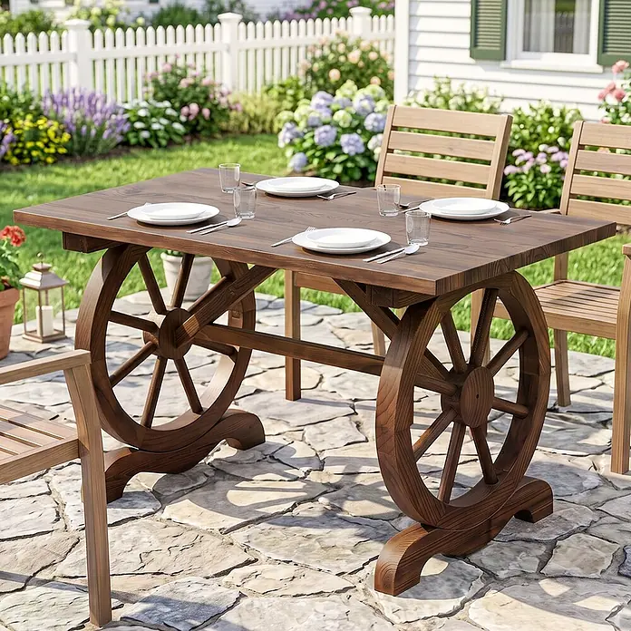 Furnicato Gartentisch - L x B x H: 110 x 60 x 65 cm, Rechteckig, Natur