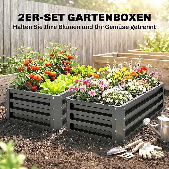 Furnicato Hochbeet - 110 x 50 x 30 cm, Stahl, Dunkelgrau