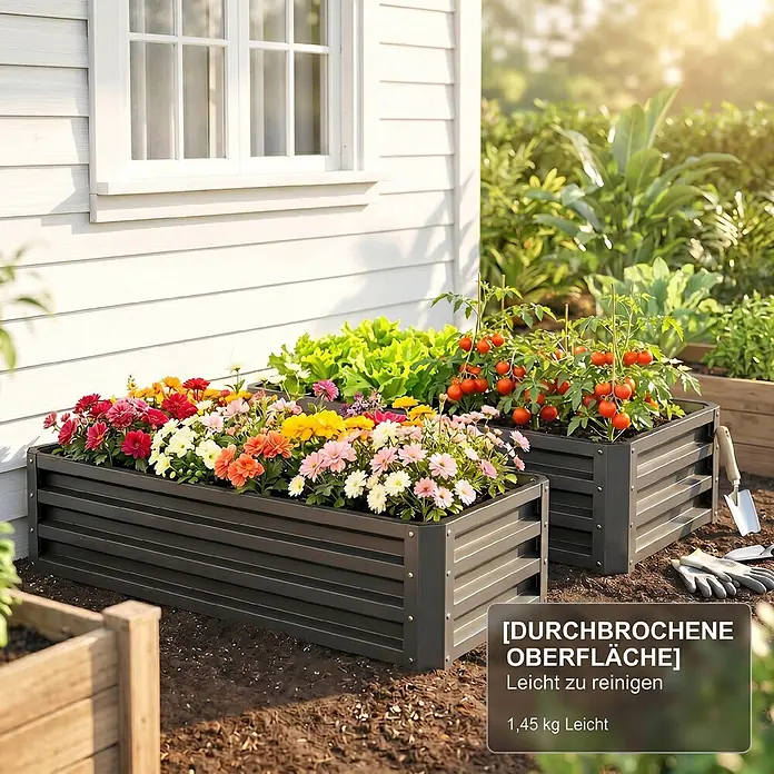 Furnicato Hochbeet - 110 x 50 x 30 cm, Stahl, Dunkelgrau