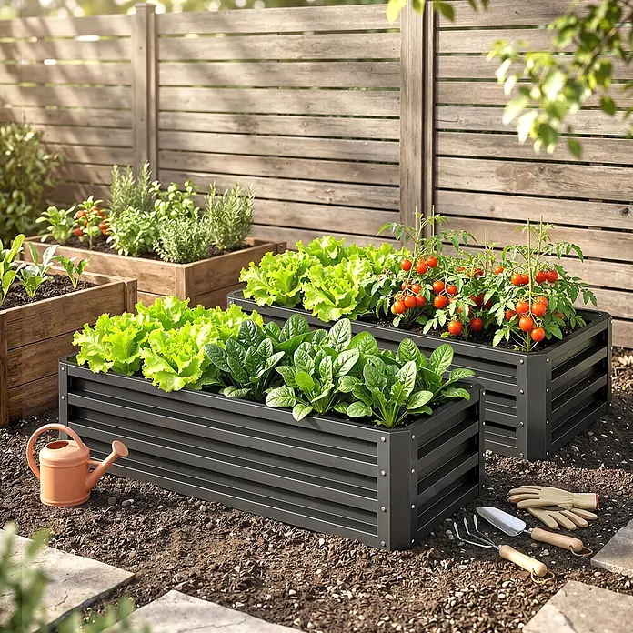 Furnicato Hochbeet - 110 x 50 x 30 cm, Stahl, Dunkelgrau