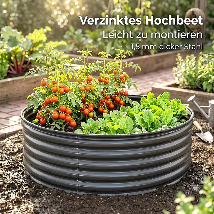 Furnicato Hochbeet - 120 x 120 x 43 cm, 120 x 43 cm, Stahl, Dunkelgrau