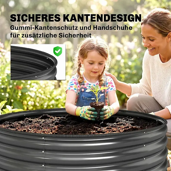 Furnicato Hochbeet - 120 x 120 x 43 cm, 120 x 43 cm, Stahl, Dunkelgrau
