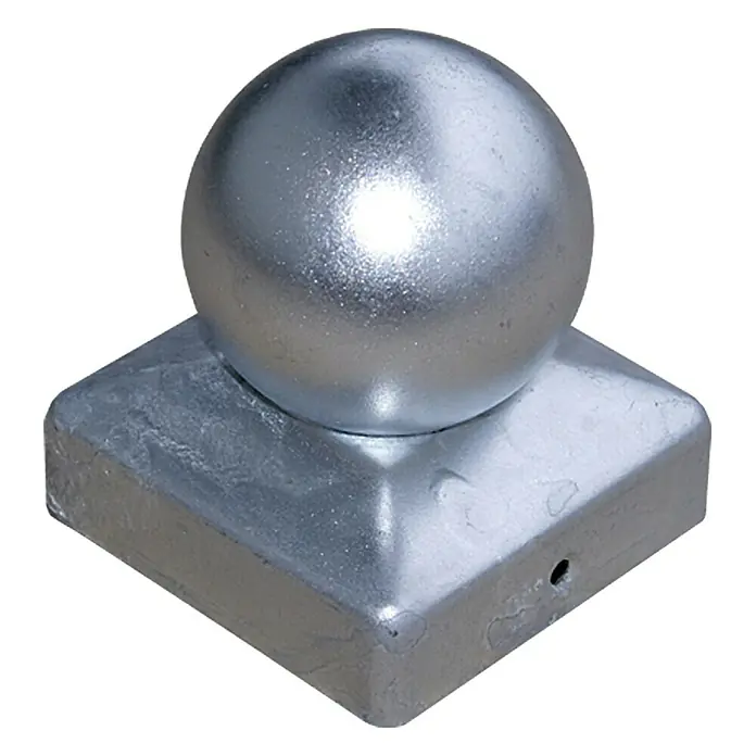 Pfostenkappe90 x 90 mm, Mit Kugel, Metall - Silberner Pfostenaufsatz mit Kugel für einen stilvollen und robusten Zaunabschluss.