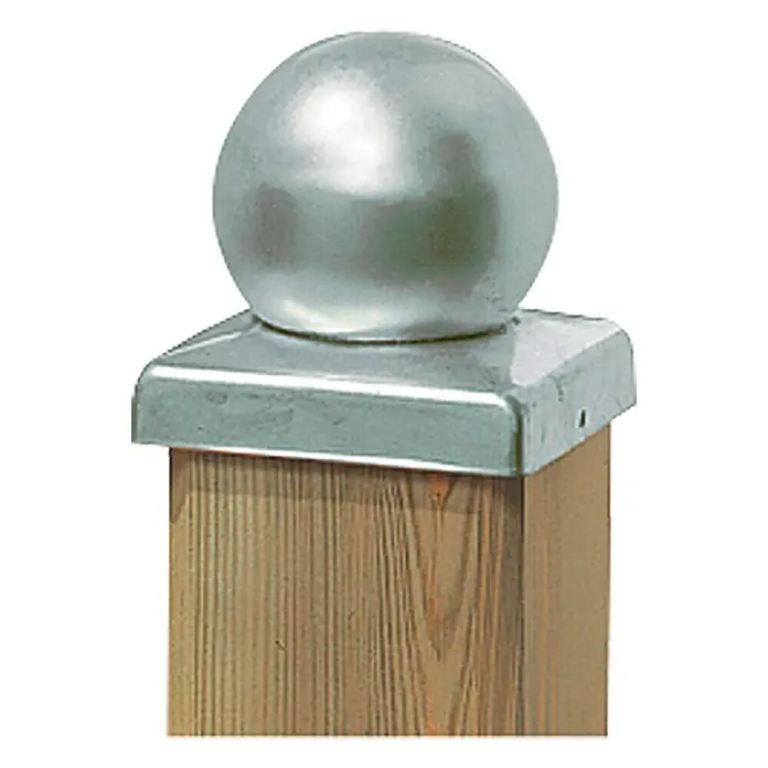 Pfostenkappe Kugel - 90 x 90 mm, Metall - Metallpfostenkappe mit Kugelkopf für Holzzäune oder Geländer, sorgt für einen stilvollen und schützenden Abschluss, wetterfest.