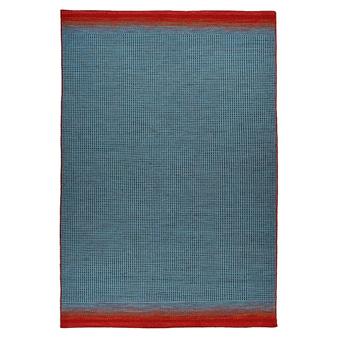 Kayoom Flachgewebeteppich Twice 325 - Blau, 200 x 300 cm, 78 % Wolle, 20 % Baumwolle, 2 % Viskose - Draufsicht