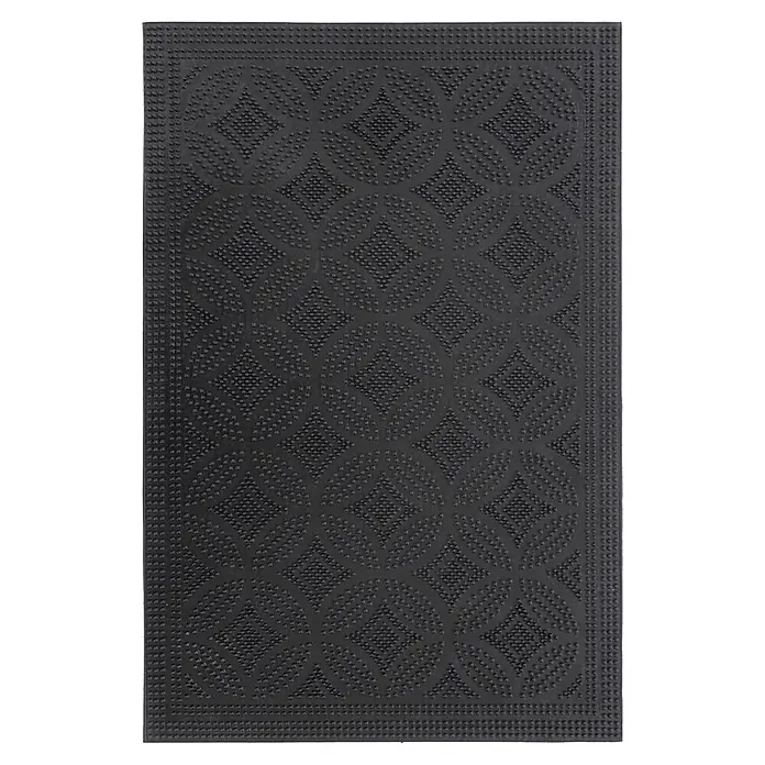 Fußmatte Elegant Entry 225 - 75 x 45 cm, Schwarz, Material Nutzschicht: 100 % Gummi - Schwarze Gummimatte mit erhabenem geometrischem Muster aus ineinandergreifenden Rauten und Kreisen aus Punkten.