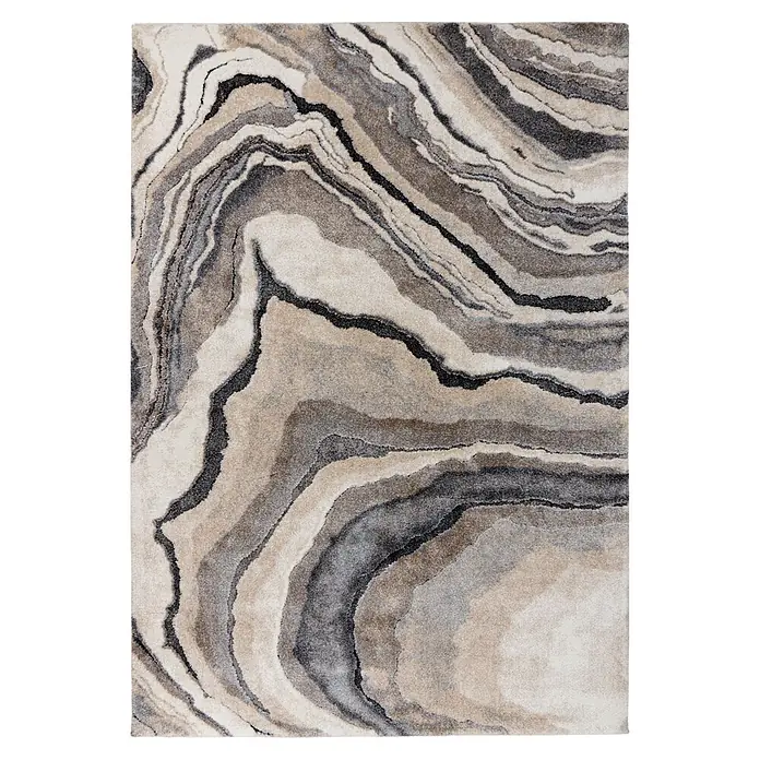 Kayoom Kurzflorteppich Firenze 486 - Grau, 110 x 60 cm, 70 % Polypropylen, 30 % Polyester - Draufsicht