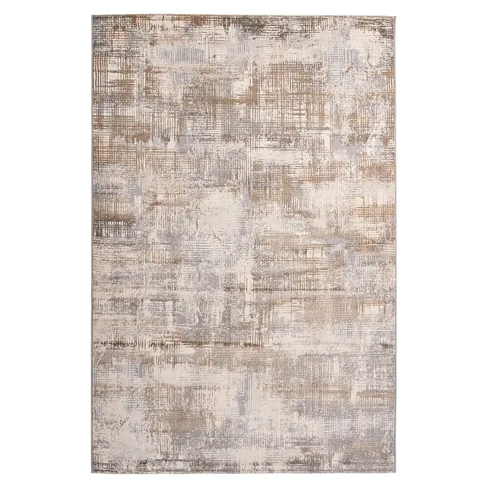 Kayoom Kurzflorteppich Sail 701 - Taupe, 230 x 160 cm, 70 % Polypropylen, 30 % Polyester - Rechteckiger Teppich mit abstraktem, abgenutztem Muster in Beige-, Braun- und Grautönen.