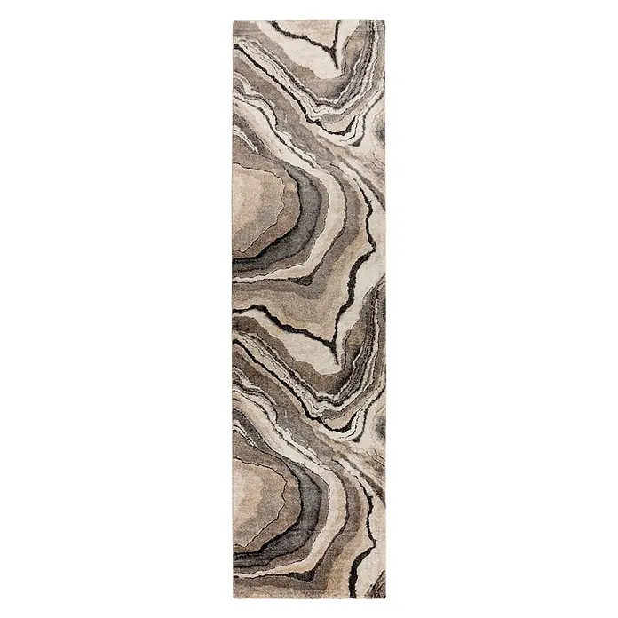 Kayoom Kurzflorteppich Firenze 486 - Grau, 300 x 80 cm, 70 % Polypropylen, 30 % Polyester - Draufsicht