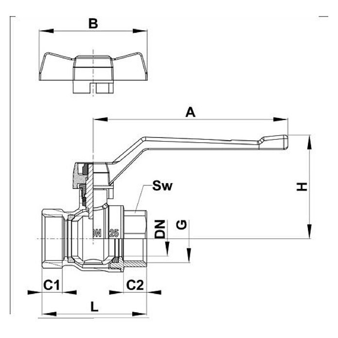 Kroglični ventil KV 2102  (½″) | 4053 - Ventile | DCDA - Wasserinstallation | DCD - Sanitärinstallation | DC - Sanitärinstallation | D - Sanitär | BAUHAUS