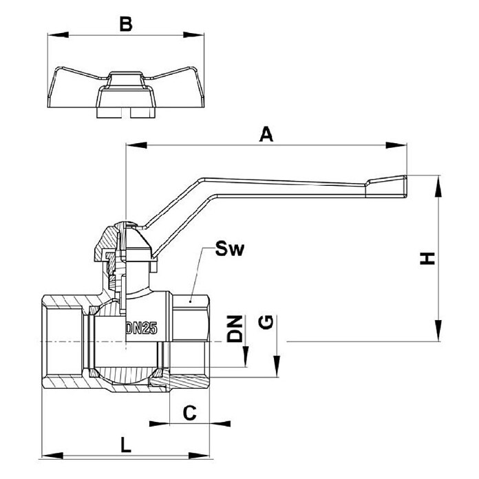 Kroglični ventil KV 103  (¾″) | 4053 - Ventile | DCDA - Wasserinstallation | DCD - Sanitärinstallation | DC - Sanitärinstallation | D - Sanitär | BAUHAUS