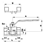 Kroglični ventil KV 403  (¾″, 40 bar, Medenina) | 4053 - Ventile | DCDA - Wasserinstallation | DCD - Sanitärinstallation | DC - Sanitärinstallation | D - Sanitär | BAUHAUS