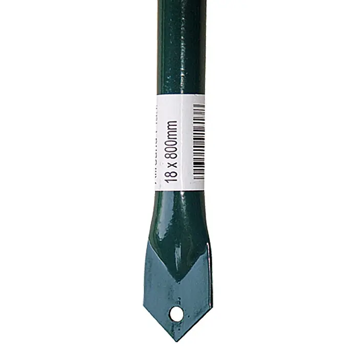 Stabilit Universal-Gartenstab - Länge: 80 cm, Durchmesser: 18 mm - Grüner Metall-Gartenpfahl, 18x800mm, mit abgeflachtem, geschärftem Ende und vorgebohrtem Loch.