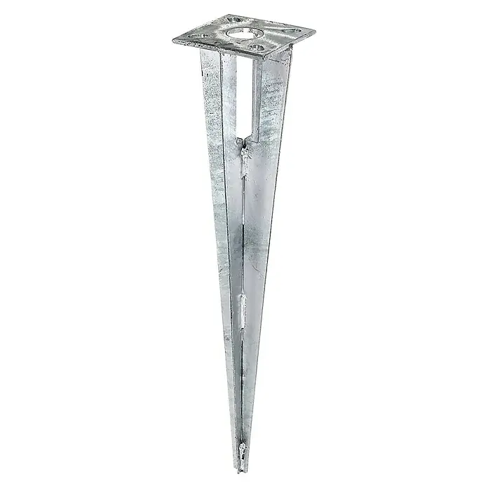 Alberts Einschlagbodenhülse - Länge: 50 cm - Metall-Einschlaghülse mit quadratischer Montageplatte für die sichere Befestigung von Pfosten und Trägern im Außenbereich.