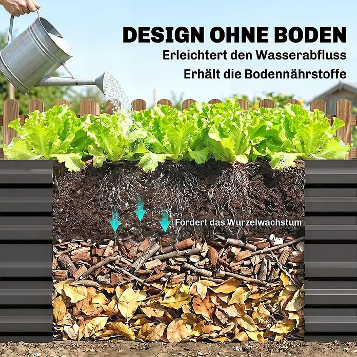Furnicato Hochbeet - 180 x 90 x 59 cm, Stahl, Dunkelgrau