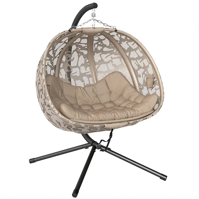 Furnicato Hängesessel - L x B x H: 130 x 103 x 172 cm, Stahl, Sand