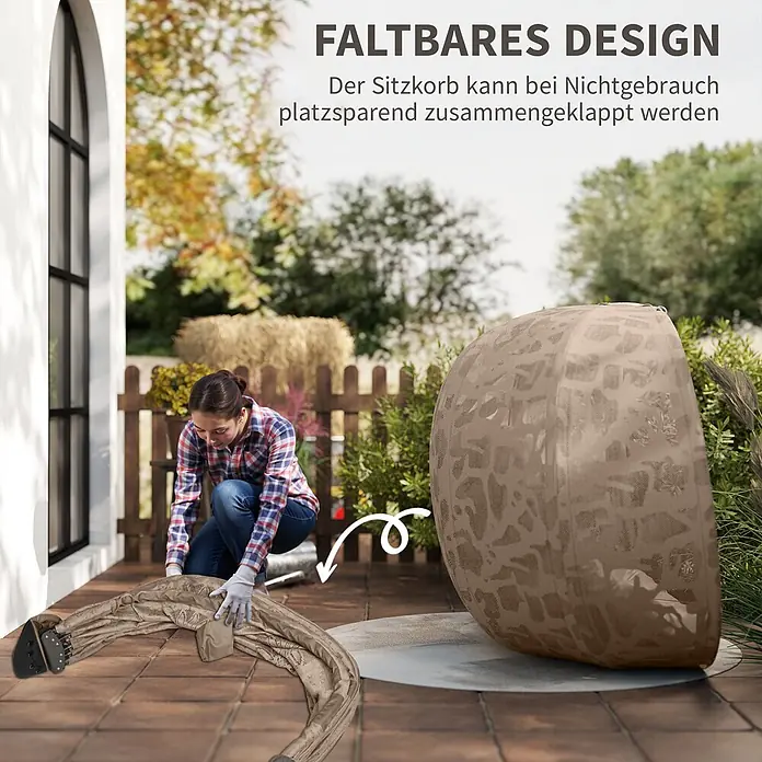 Furnicato Hängesessel - L x B x H: 130 x 103 x 172 cm, Stahl, Sand