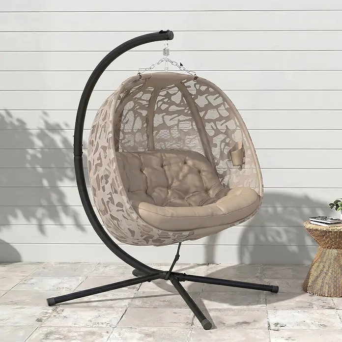 Furnicato Hängesessel - L x B x H: 130 x 103 x 172 cm, Stahl, Sand