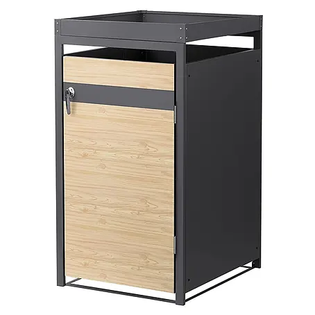 ML-Design  Mülltonnenbox 1er 240L mit Pflanzdach 68x80x124 cm Anthrazit-Holzoptik
