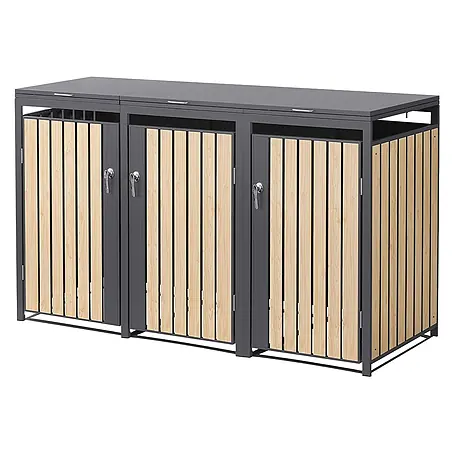 ML-Design  Mülltonnenbox Mülltonnenbox 3er 240L 200x80x120cm Holzoptik wetterfest