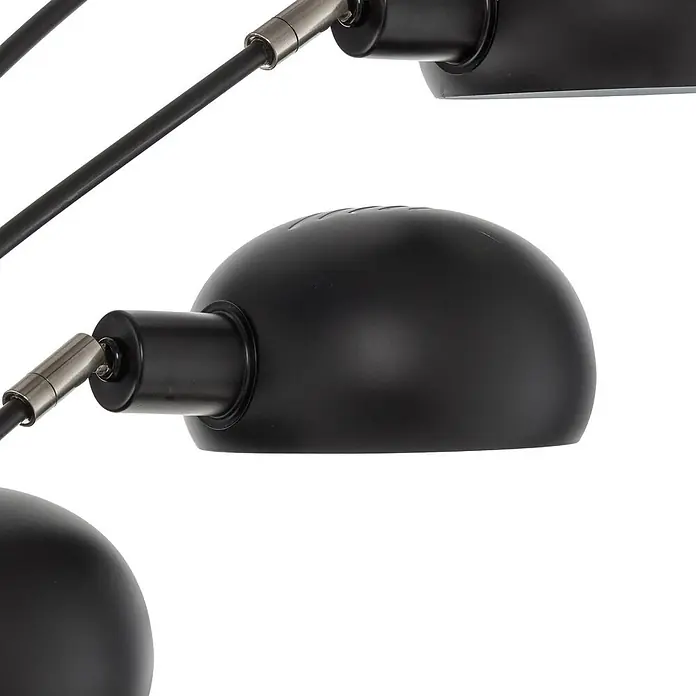 Lindby Stehleuchte Jewa - schwarz, schwarz, E14 - Schwarzer, matter Metall-Lampenschirm mit gebürsteter Metallverbindung an einem Gelenkarm.