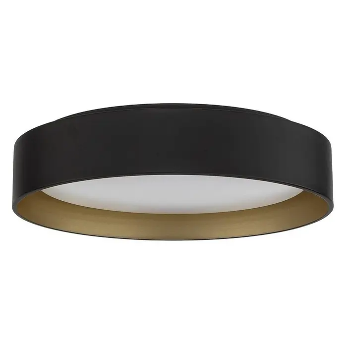Lindby Deckenleuchte Gracjan - schwarz - Schwarze zylindrische Deckenleuchte mit weißem Diffusor und goldener Innenseite.