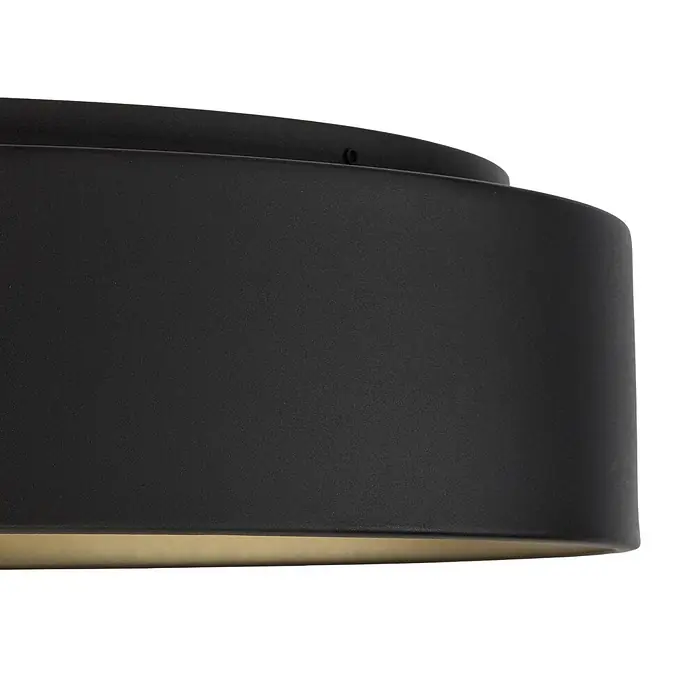 Lindby Deckenleuchte Gracjan - schwarz - Matte schwarze zylindrische Deckenleuchte mit goldenem Innenrand.