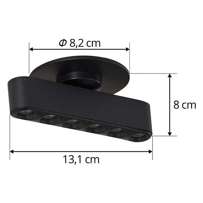 Lindby Deckenleuchte Eldrin - schwarz, schwarz - Schwarzer Deckenstrahler aus Metall mit sechs verstellbaren Lichtern, Maße: Basis Ø 8,2 cm, L 13,1 cm, H 8 cm.