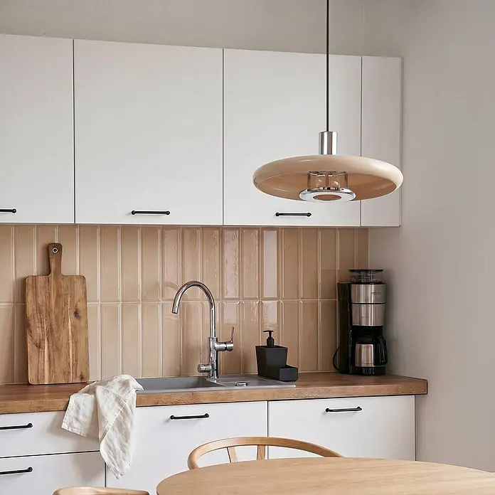 Lindby Pendelleuchte Branford - creme / amber, beige, E27