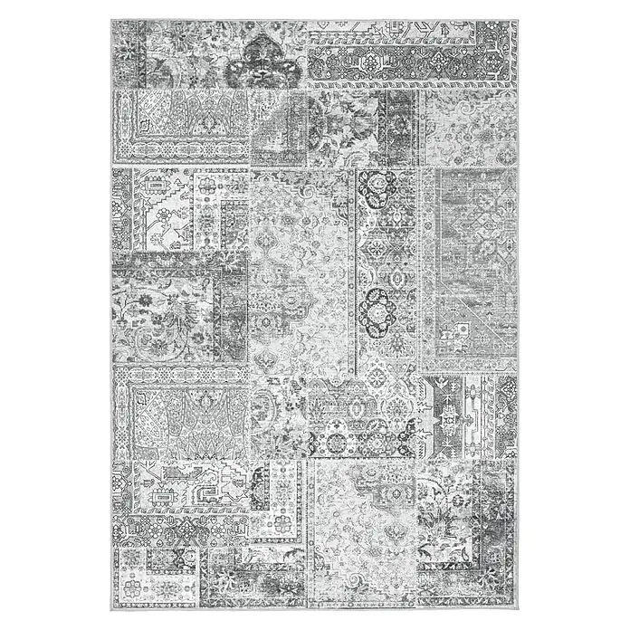 Kayoom Kurzflorteppich Visionary 130 - Grau, 230 x 160 cm, 80 % Polyester, 20 % Baumwolle - Draufsicht