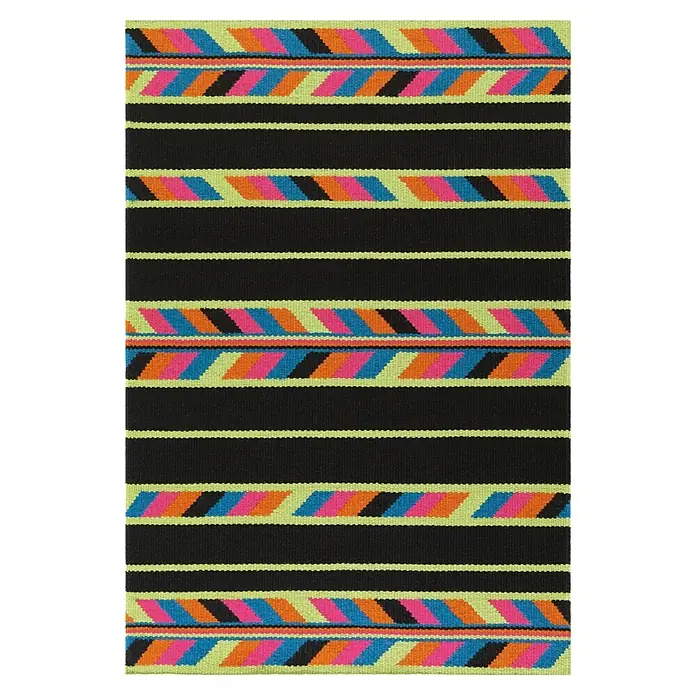 Kayoom Wollteppich Craft 8053 - Multi/Schwarz, 200 x 140 cm, 100 % Wolle - Draufsicht
