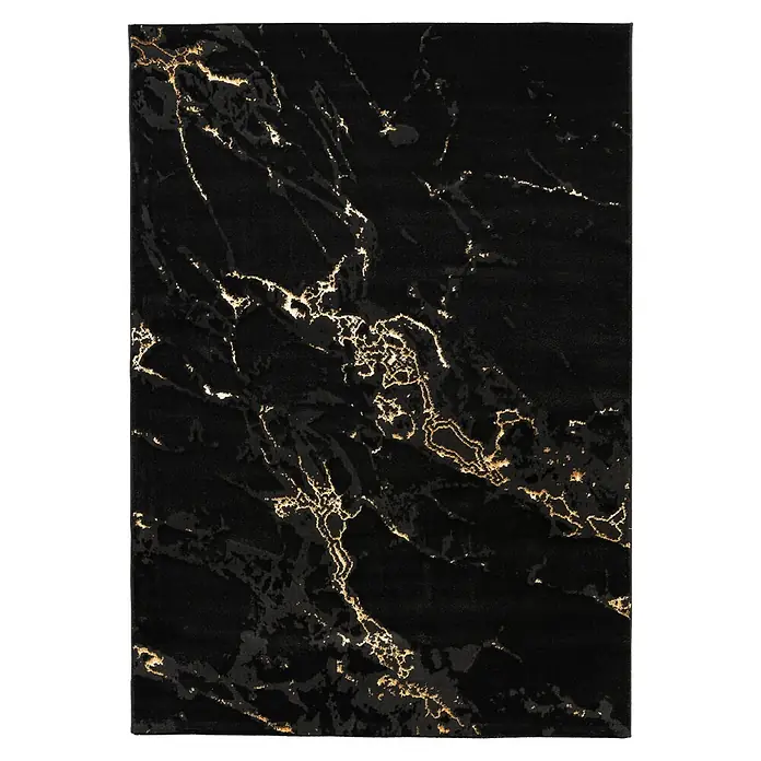 Kayoom Kurzflorteppich Mineral 425 - Schwarz, 300 x 80 cm, 70 % Polypropylen, 30 % Polyester - Draufsicht