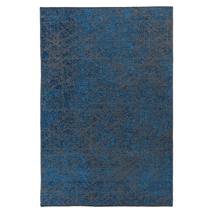 Kayoom Flachgewebeteppich Kalea 225 - Blau, 150 x 80 cm, 100 % Polyester - Draufsicht