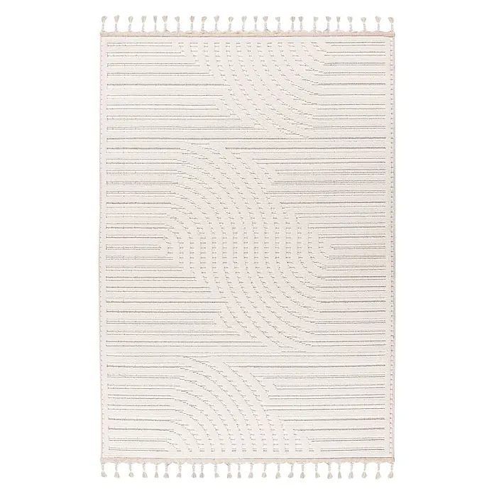 Kayoom Fransenteppich Reef 225 - Elfenbein, 230 x 160 cm, 100 % Polypropylen - Draufsicht