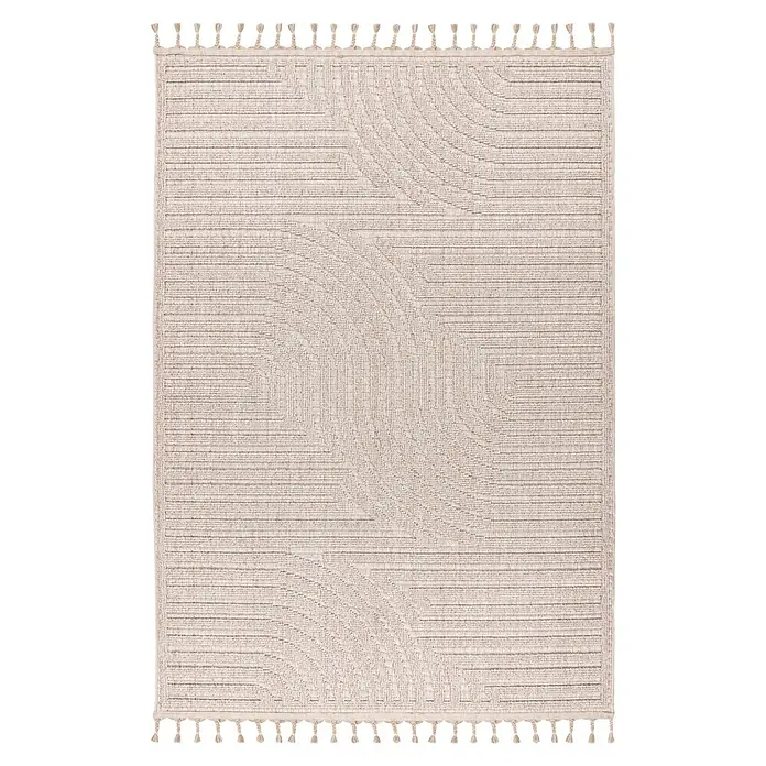 Kayoom Fransenteppich Reef 225 - Beige, 150 x 80 cm, 100 % Polypropylen - Draufsicht