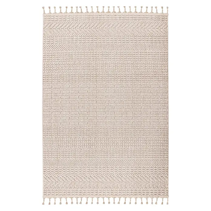 Kayoom Fransenteppich Reef 125 - Beige, 230 x 160 cm, 100 % Polypropylen - Draufsicht