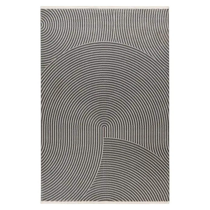 Kayoom Kurzflorteppich Stage 225 - Grau, 230 x 160 cm, 80 % Polypropylen, 20 % Polyester - Draufsicht