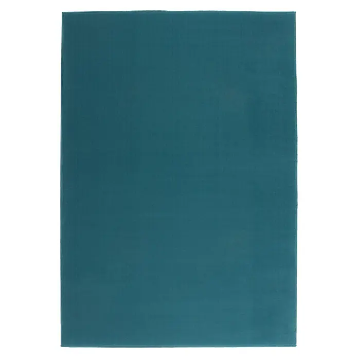 Kayoom Kurzflorteppich Passage 495 - Türkis, 150 x 80 cm, 100 % Polypropylen - Ein rechteckiger blaugrüner Teppich mit subtiler Textilstruktur.
